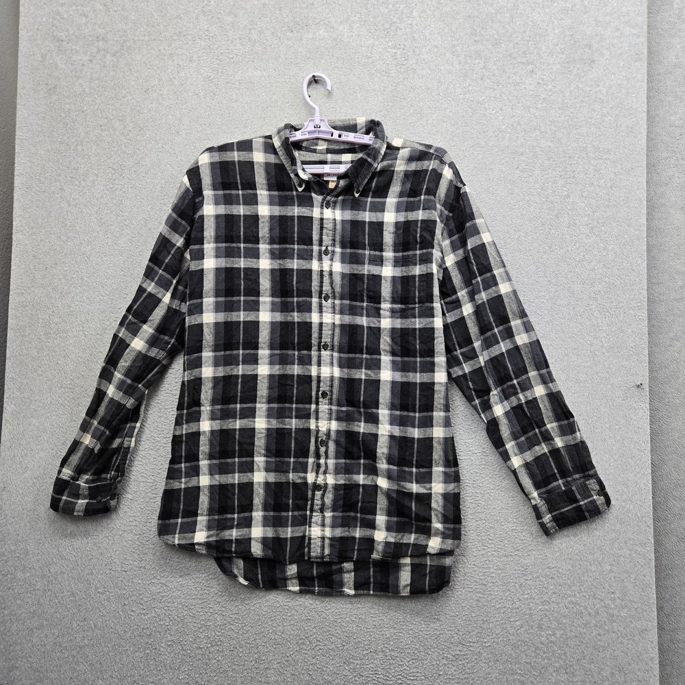 The Foundry Supply Co. Men Button Up Shirt‎ 2XLT Black Plaid Casual Flannel